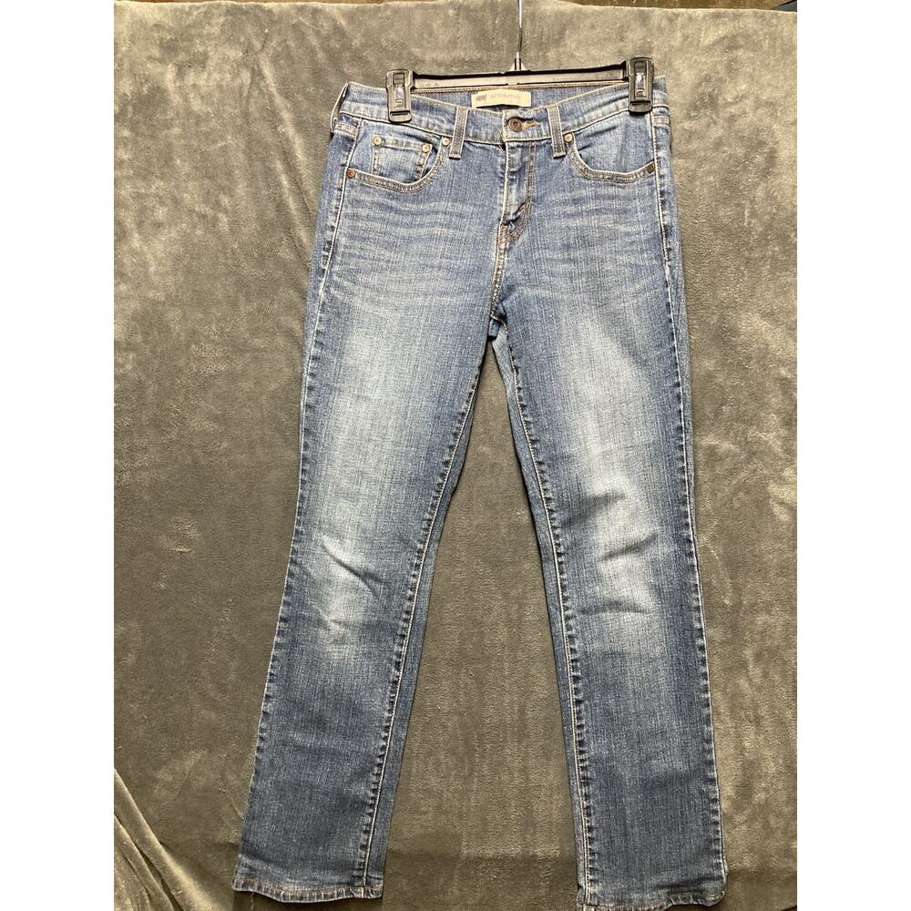 Y2K Levi’s 505 Straight Leg Med Wash Blue Denim Jeans Womens 4M Red Tab Timeless